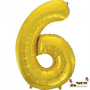 בלון 34 אינץ' 6 זהב (ללא הליום) בלון 34 אינץ' 6 זהב (ללא הליום)