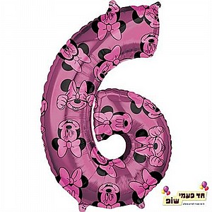 בלון 34 אינץ' מיני מספר 6 (ללא הליום) בלון 34 אינץ' מיני מספר 6 (ללא הליום)