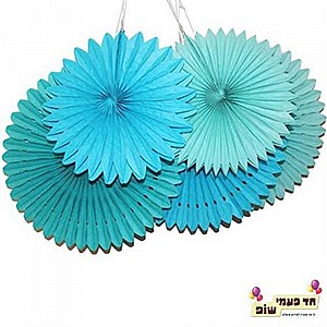 מניפות נייר תכלת ( 5 יחידות ) מניפות נייר תכלת ( 5 יחידות )